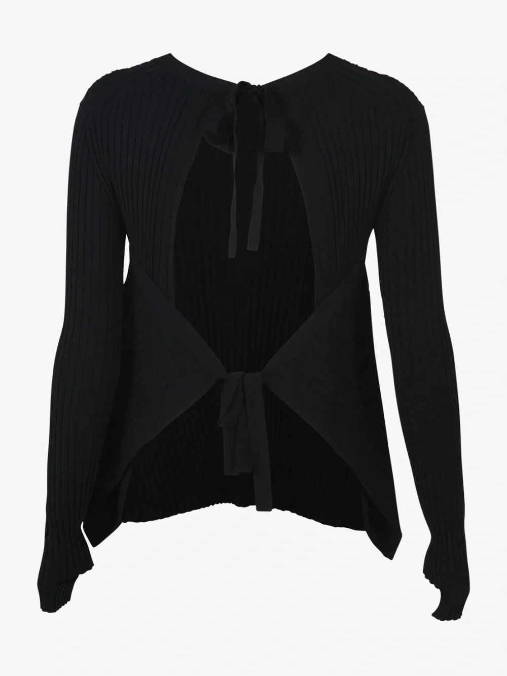 HELMUT LANG Ribbed Tie Back Sweater Black Size Small